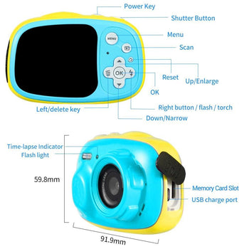 OUKITEL Q1 Mini Kids Digital Camera 5MP 2.0 Inch IPS Display 3 Meters IP68 Waterproof Built-in Rechargeable Battery with 8GB Memory Card Birthday Festival Gift for Children Boys Girls