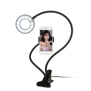 Controllable Selfie Ring Light with Clamp Cell Phone Holder for Live Stream Video Chat  Flexible Long Arms Lazy Bracket for Easy Watching