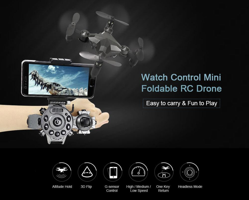 Watch Control RC Drone Mini Foldable Quadcopter Altitude Hold G-sensor Control Headless Mode One Key Return High / Medium / Low Speed