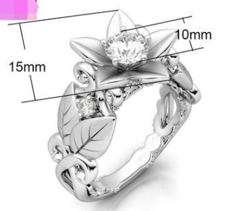 AliExpress wish hot sale explosions Europe and the United States wind flower ring copper plated platinum zircon ladies jewelry wholesale