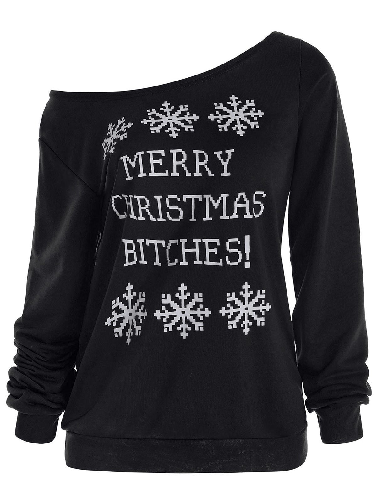 Snowflake and Letter Print Christmas Sweatshirt