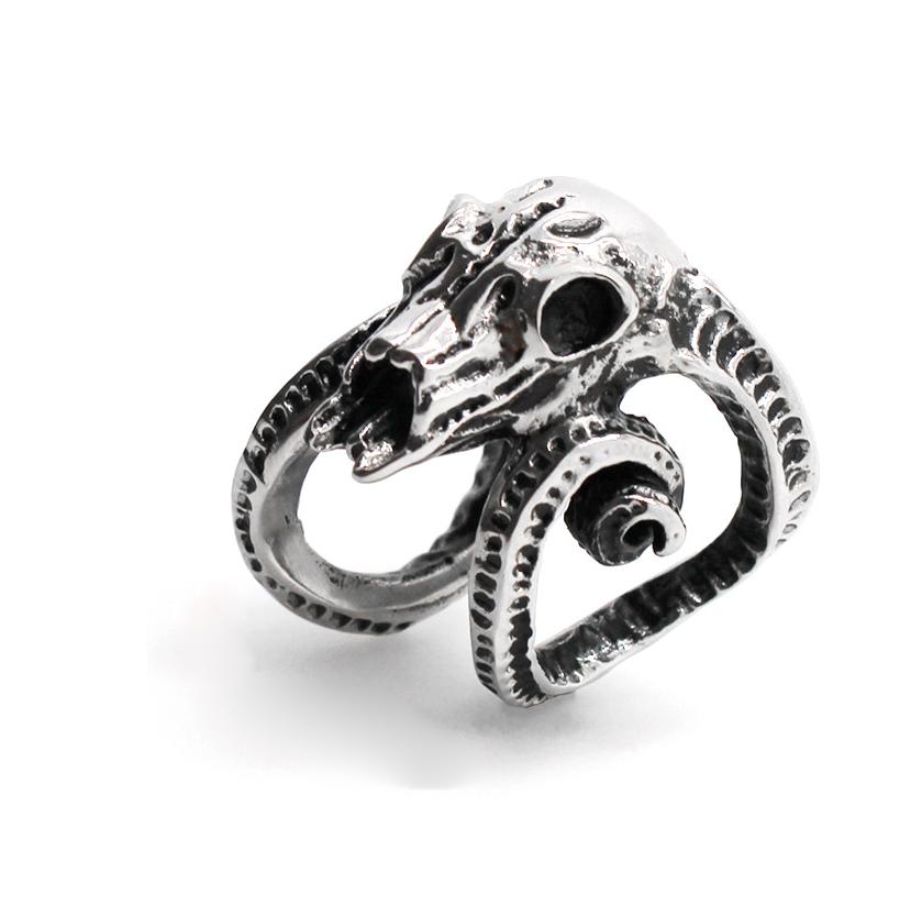 Red plate sheep ancient skull punk men's titanium steel ring tide index finger retro exaggerated personality fashion jewelry ring