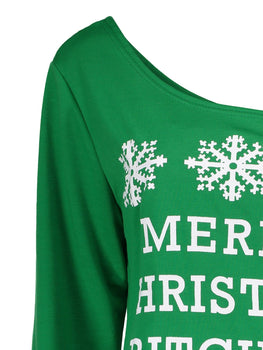 Snowflake and Letter Print Christmas Sweatshirt