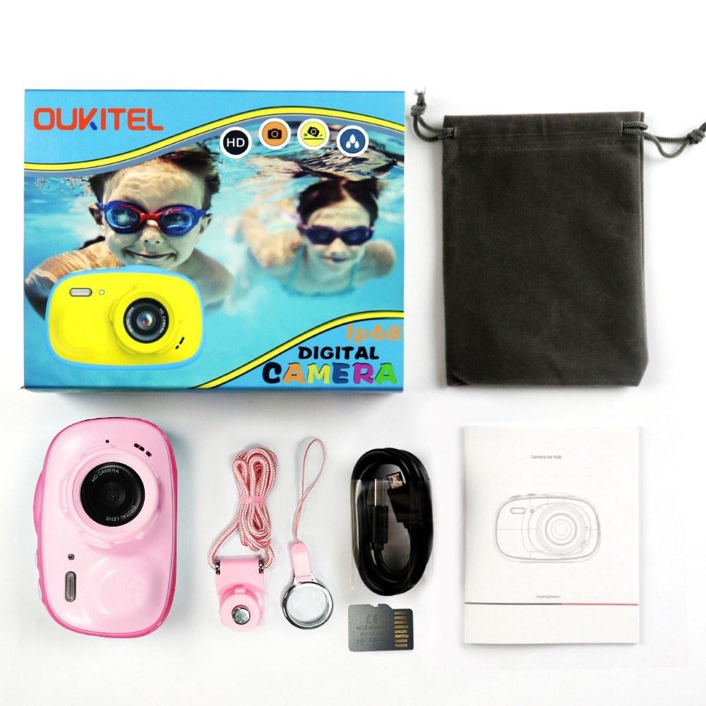 OUKITEL Q1 Mini Kids Digital Camera 5MP 2.0 Inch IPS Display 3 Meters IP68 Waterproof Built-in Rechargeable Battery with 8GB Memory Card Birthday Festival Gift for Children Boys Girls