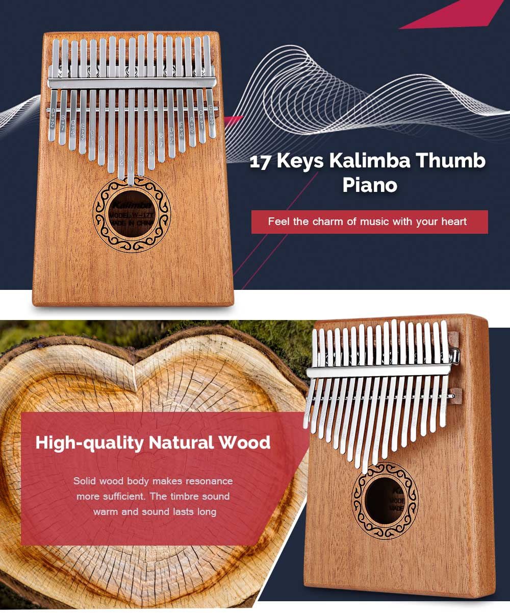 17 Tone Wooden Kalimba Thumb Piano Portable Finger Musical instrument