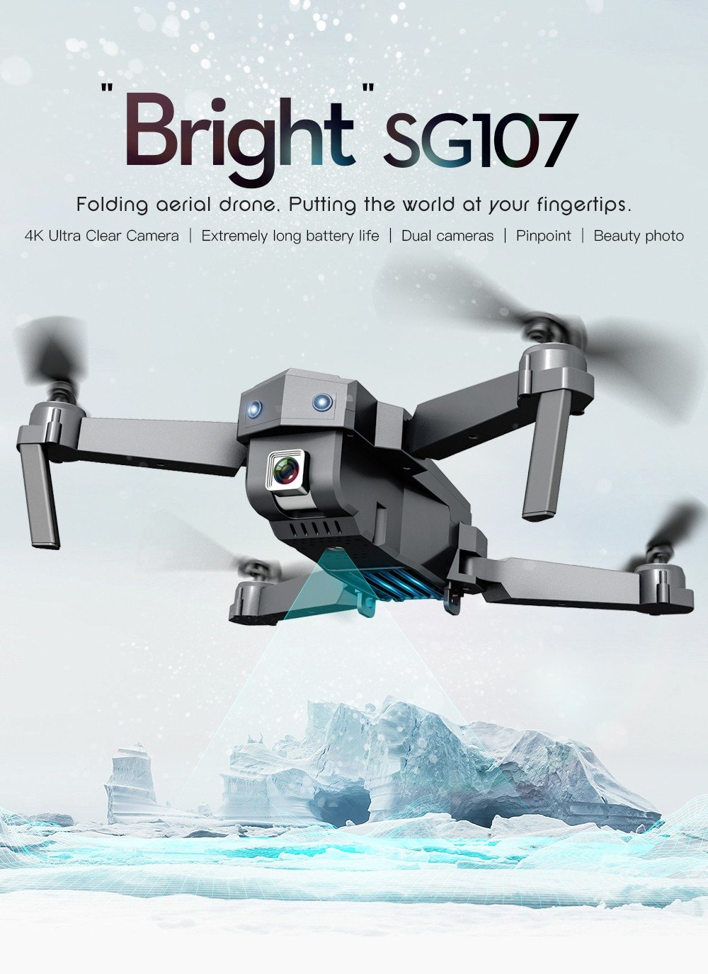 SG107 HD Aerial Folding Drone with Switchable 4K Optical Flow 50X Zoom RC Quadcopter RTF