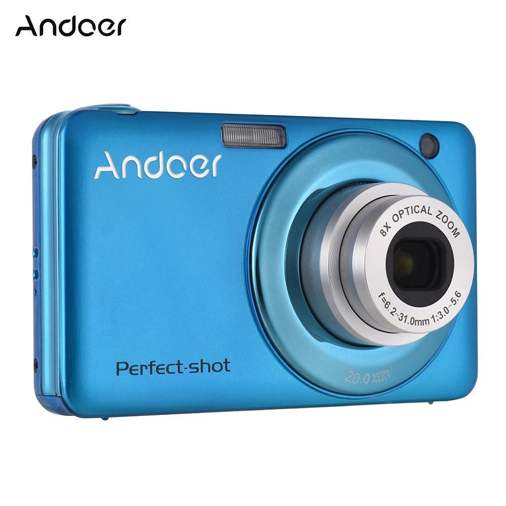 Andoer 20MP 720P HD Digital Camera Video Camcorder with 2pcs Rechargeable Batteries 8X Optical & 4X Digital Zoom Anti-shake 2.7inch LCD Screen Kids Christmas Gift