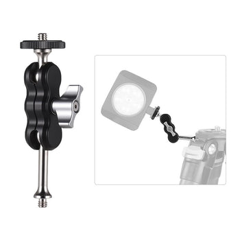 Multi-functional Aluminium Alloy Arm Mount Clamp Adapter CNC Processing Manufacturing with Dual Ballhead 1/4 Inch Screw for Camera Monitor LED Video Light Tripods Camera Cage