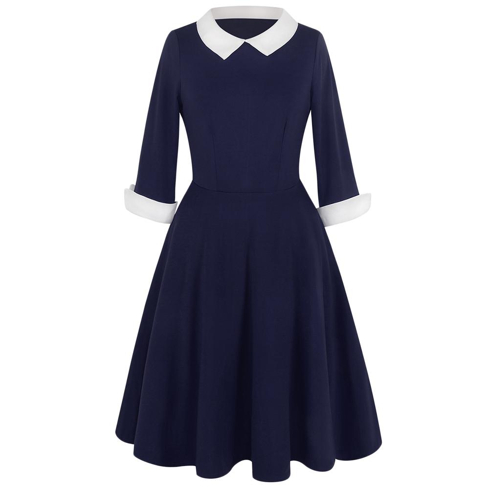 Peter Pan Collar Two Tone Dress