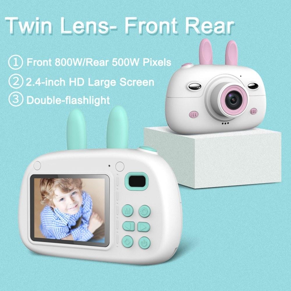 Portable Intelligent Focus Mode Large Screen Children Camera Cartoon Mini Dual Lens Digital Camera For Children Without Storage Card